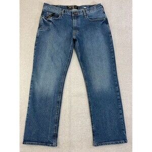Ariat Rebar M4 Jeans Relaxed Bootcut Men's 38x32 (Fits 38x31) Stretch Blue Denim